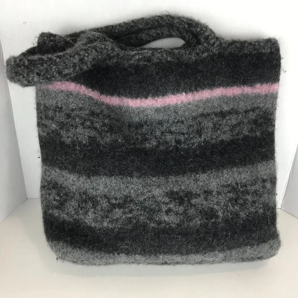 Unbranded grey felted wool satchel/tote, fully lined